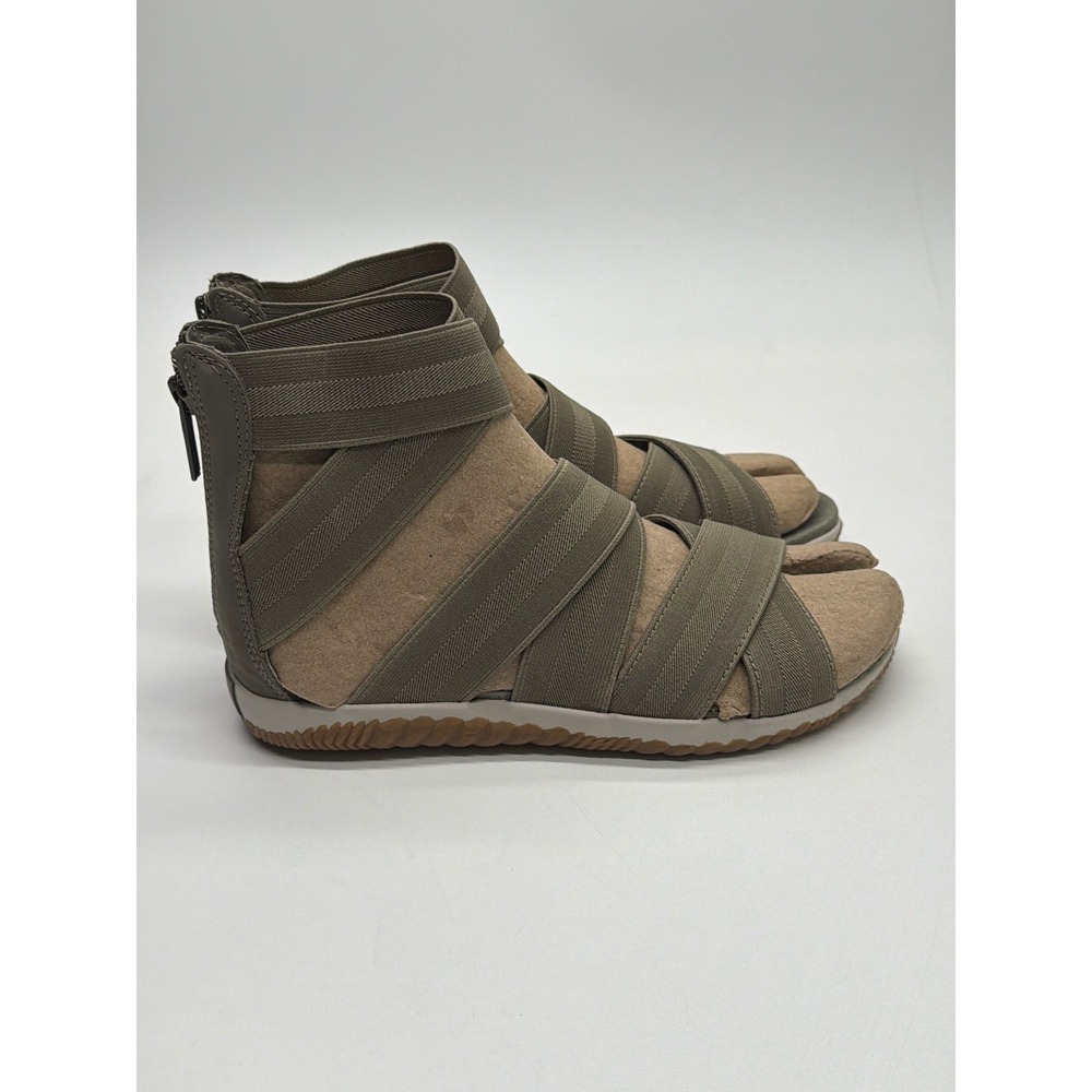 Sorel Out N About Plus Strap Sandals Women 7.5 Sage Green Gladiator Back Zip NEW